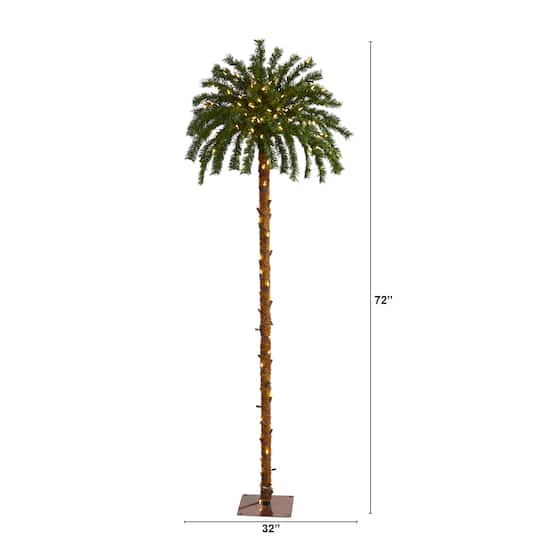 6ft. Pre-Lit Palm Artificial Christmas Tree, Warm White LED Lights